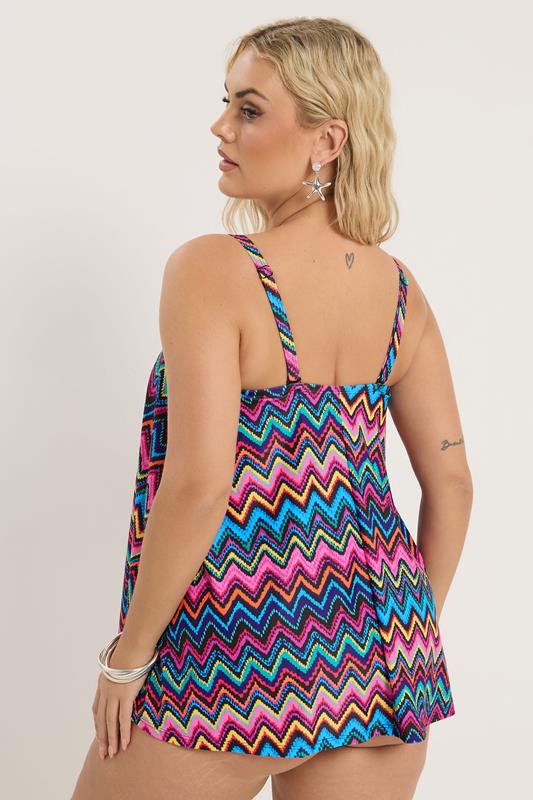 YOURS Plus Size Black Chevron Print Tankini Top | Yours Clothing 5