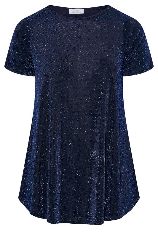 Plus Size YOURS LONDON Cobalt Blue Glitter Swing Top | Yours Clothing 5
