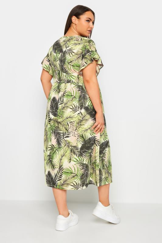 YOURS Plus Size Green Tropical Print Pure Cotton Midaxi Dress | Yours Clothing 4