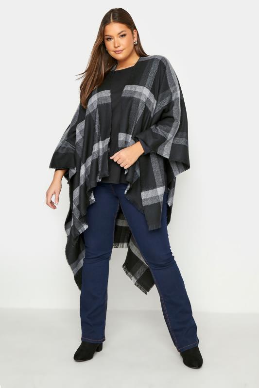  Grande Taille Black Stripe Knitted Wrap Shawl