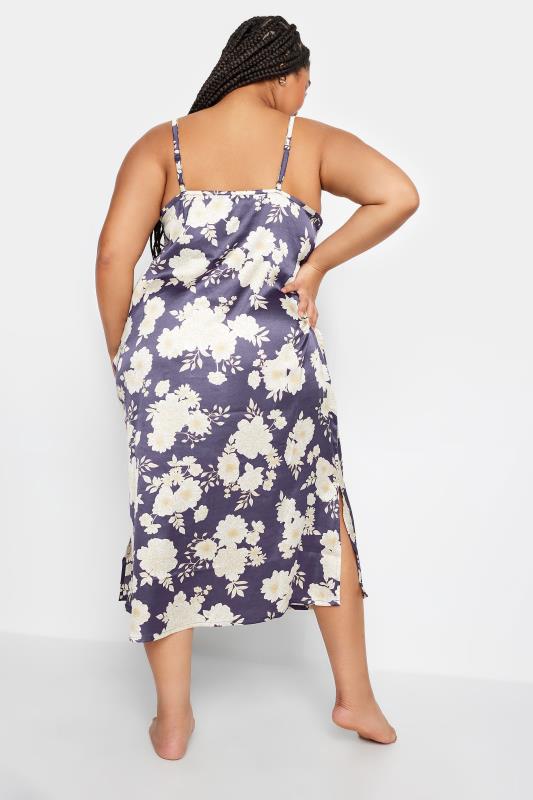 YOURS Plus Size Purple Floral Print Satin Chemise | Yours Clothing 4
