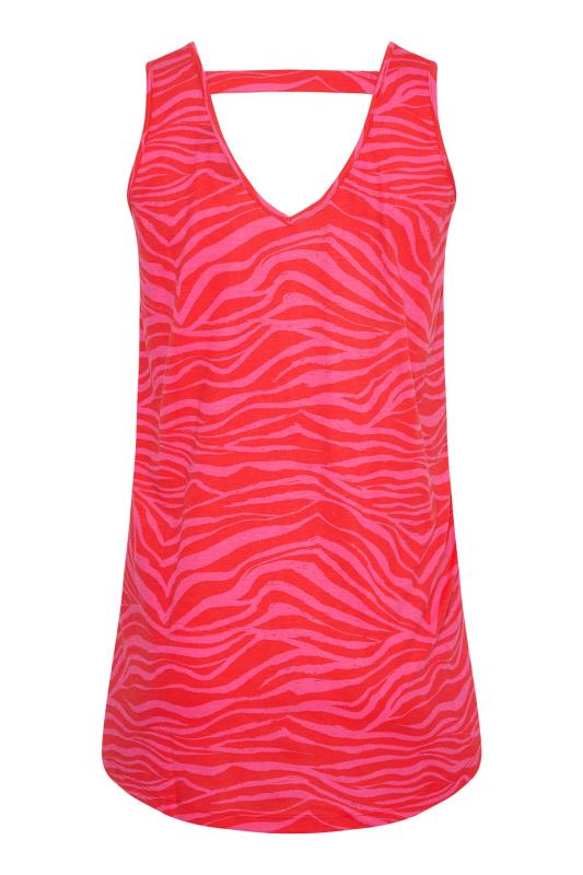 Plus Size Pink Zebra Print Bar Back Vest Top | Yours Clothing 7