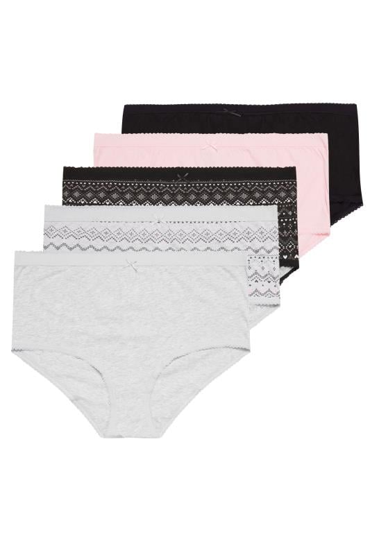 YOURS Plus Size 5 PACK Grey Fairisle Print Full Briefs | Yours Clothing 3