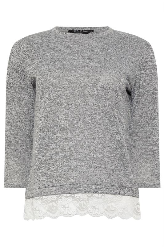M&Co Petite Grey Lace Hem Top | M&Co 5