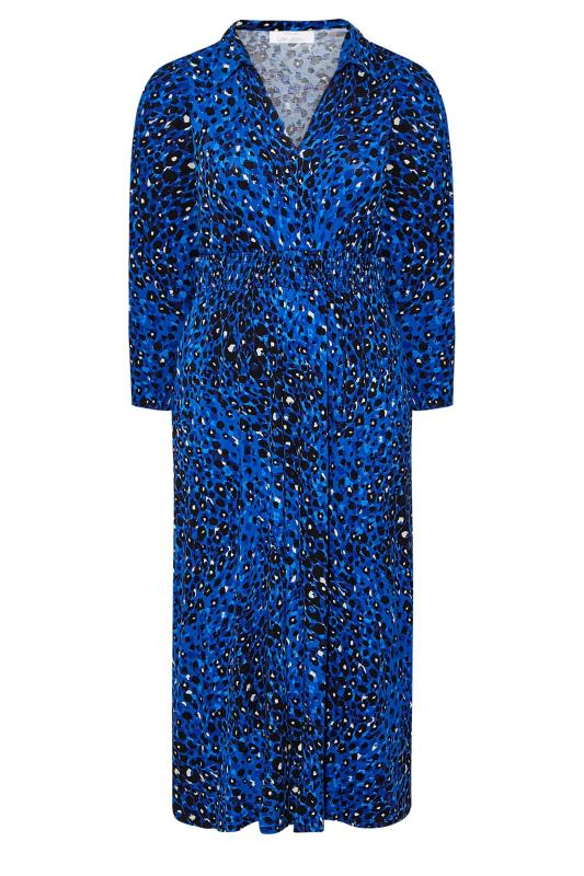 YOURS LONDON Plus Size Blue Animal Print Shirred Waist Dress | Yours Clothing 6