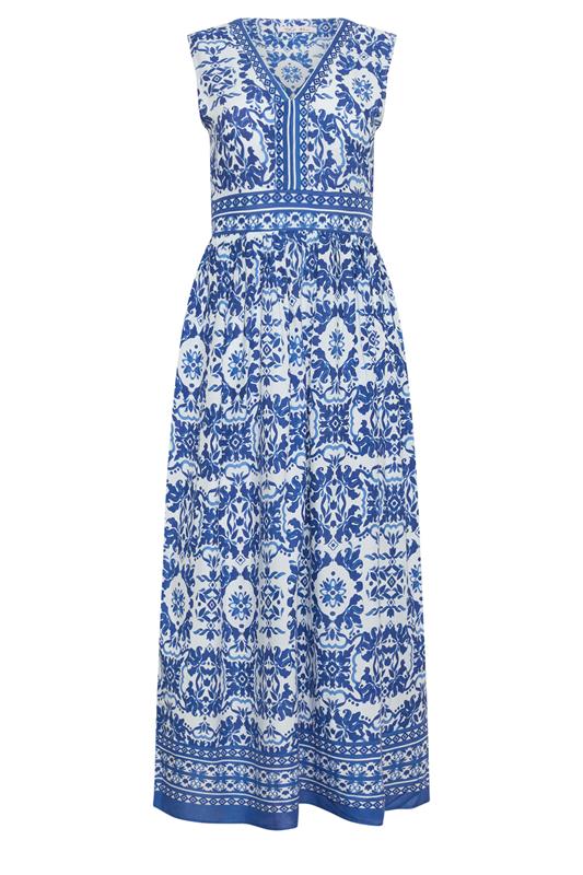 M&Co Petite Blue & White Paisley Tiered Maxi Dress | M&Co 5