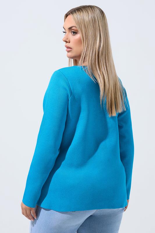 LIMITED COLLECTION Plus Size Cobalt Blue Compacted Knit Cardigan | Yours Clothing 4