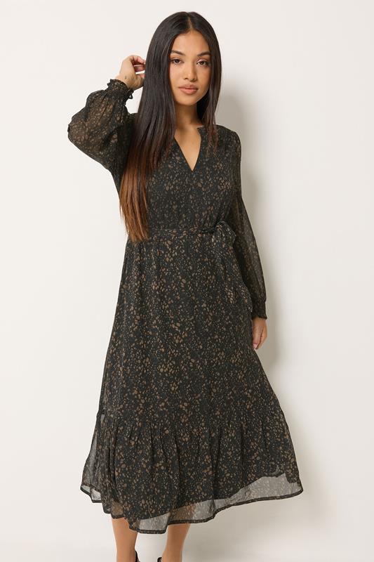  M&Co Petite Brown Abstract Spot Midi Dress