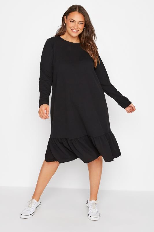 Plus Size Black Back Tie Frill Dress | Yours Clothing 2
