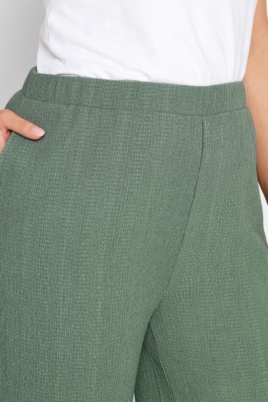 YOURS Plus Size Khaki Green Textured Wide Leg Trousers | Yours Clothing 4