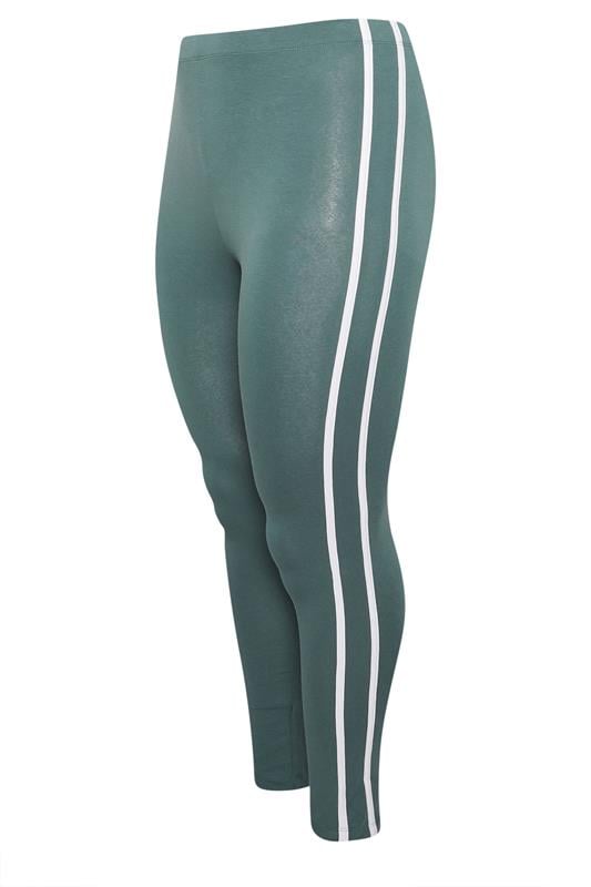 YOURS ACTIVE Plus Size Blue Side Stripe Leggings | Yours Clothing 7