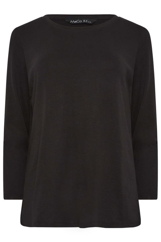 M&Co Black Long Sleeve Cotton Blend Top | M&Co  6