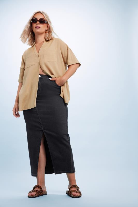 Plus Size  YOURS Curve Black Denim Maxi Skirt
