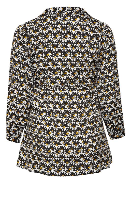 LIMITED COLLECTION Curve Black Retro Daisy Print Collar Wrap Top 7