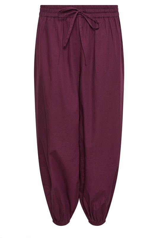 PixieGirl Petite Women's Plum Purple Cotton Cuffed Balloon Trousers | PixieGirl 5