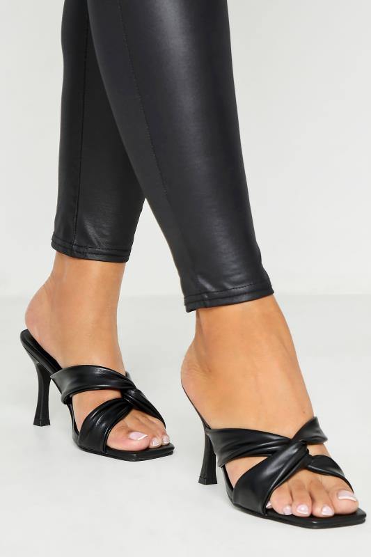 LIMITED COLLECTION Black Crossover Stiletto Mules In Extra Wide EEE Fit 1