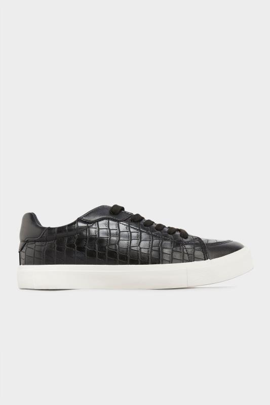 LTS Black Croc Lace Up Trainers In Standard D Fit | Long Tall Sally  3