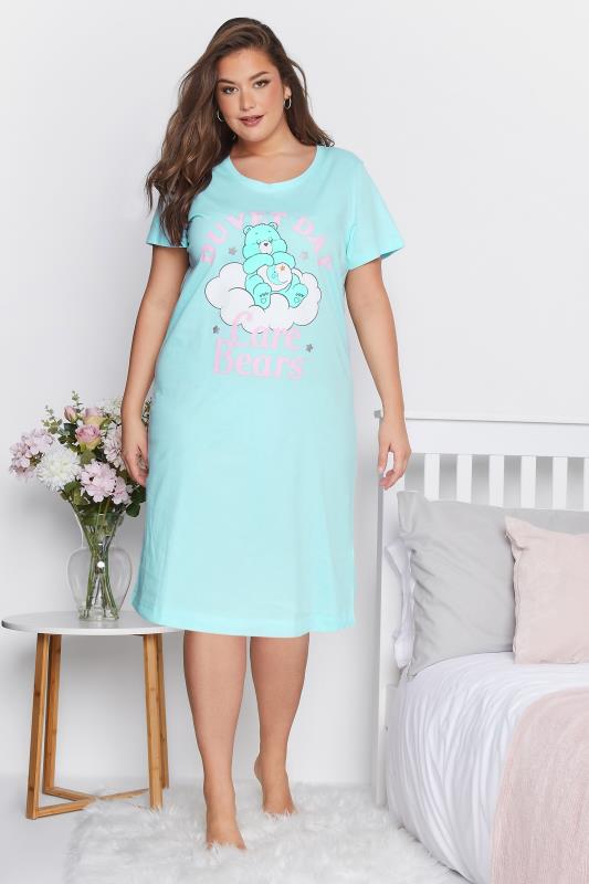 Plus Size  Curve CARE BEARS Blue 'Duvet Day' Nightdress