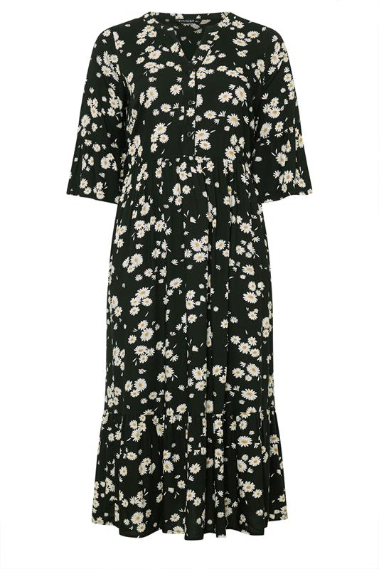 EVANS Plus Size Black Daisy Print Tiered Dress | Evans 5