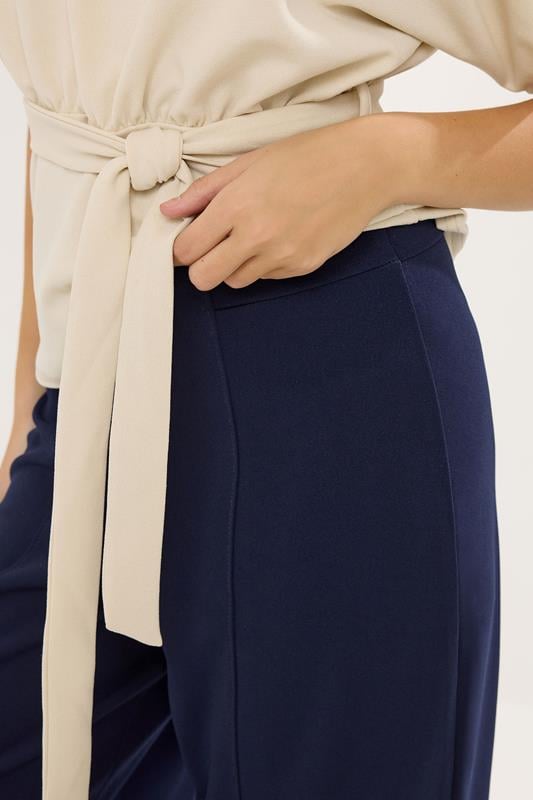 STAR Navy Blue Seam Detail Wide Leg Trousers | StarByJM 4