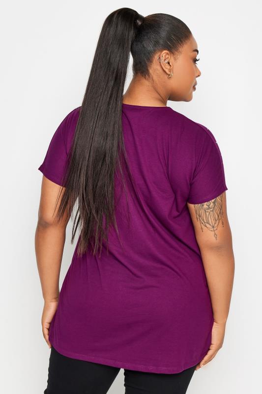 YOURS Curve 2 PACK Black & PurpleEmbellished T-shirts | Yours Clothing 5
