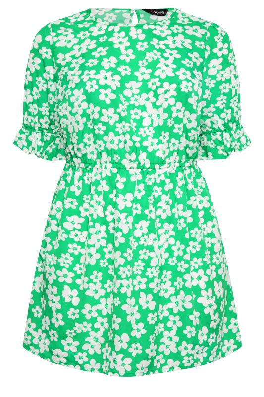 YOURS Plus Size Green Floral Peplum Top | Yours Clothing 6