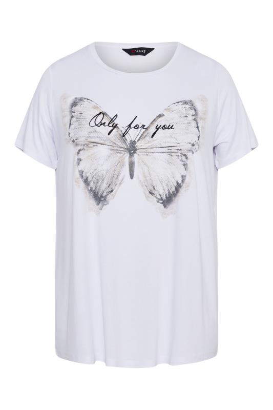 Plus Size White Butterfly 'Only For You' Slogan T-Shirt | Yours Clothing 6