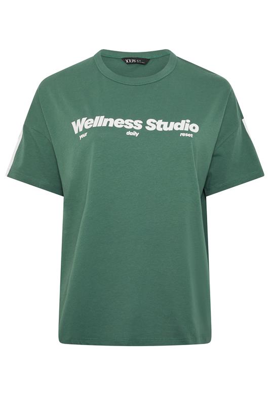 YOURS ACTIVE Plus Size Green 'Wellness Studio' T-Shirt | Yours Clothing 7