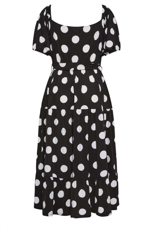 YOURS Plus Size Black Polka Dot Print Tiered Maxi Dress | Yours Clothing 7