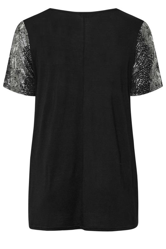 LIMITED COLLECTION Plus Size Black Snake Print Sleeve T-Shirt | Yours Clothing 6