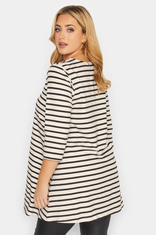 Curve Plus Size White & Black Long Sleeve Stripe T-Shirt | Yours Clothing 3