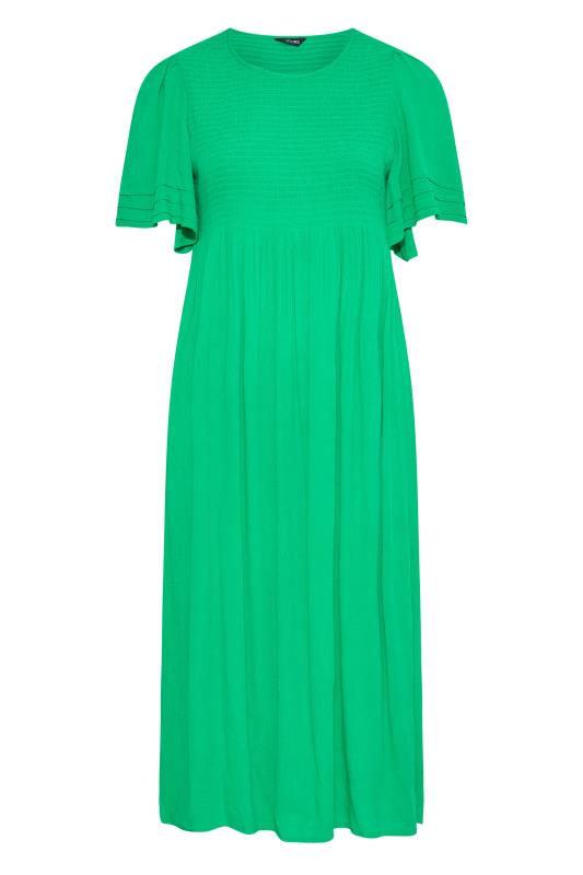 LIMITED COLLECTION Curve Emerald Green Crinkle Angel Sleeve Dress 5