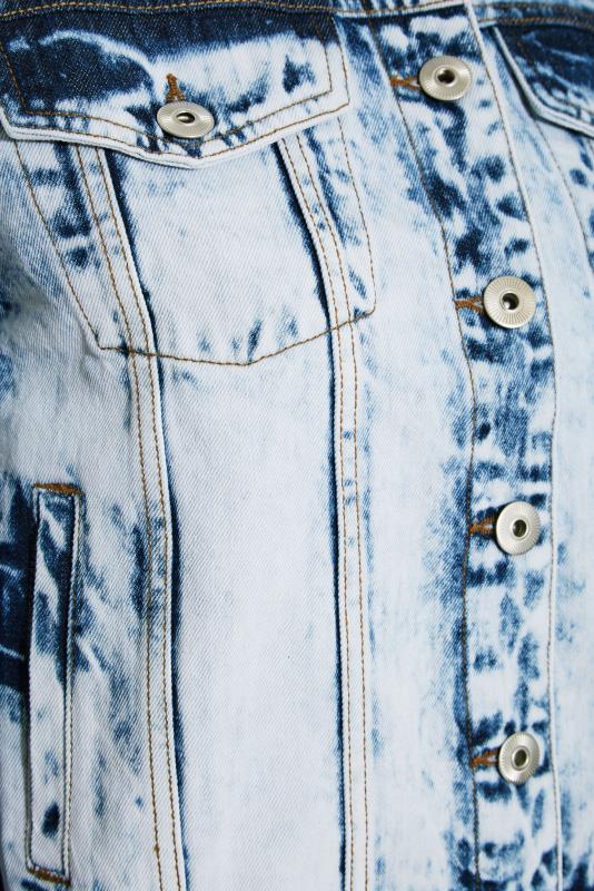 Plus Size Bleach Blue Washed Denim Jacket | Yours Clothing  5