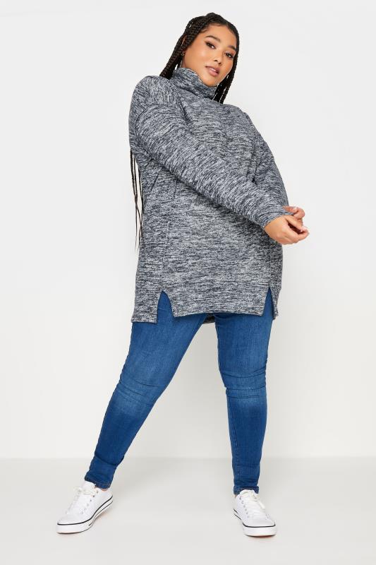 YOURS LUXURY Plus Size Grey Soft Touch Turtle Neck Jumper | Yours Clothing 2
