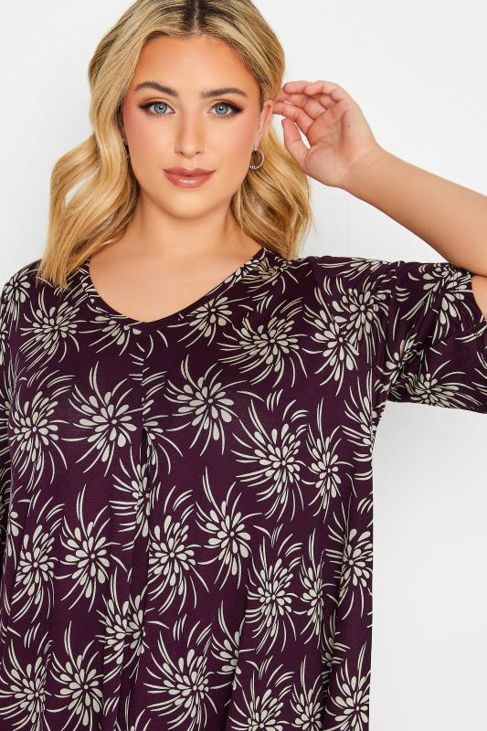 Plus Size Purple Floral Print Swing Top | Yours Clothing 4