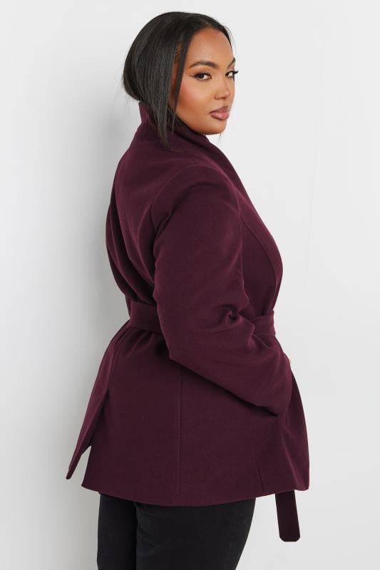 YOURS Plus Size Berry Red Short Wrap Formal Coat | Yours Clothing 3