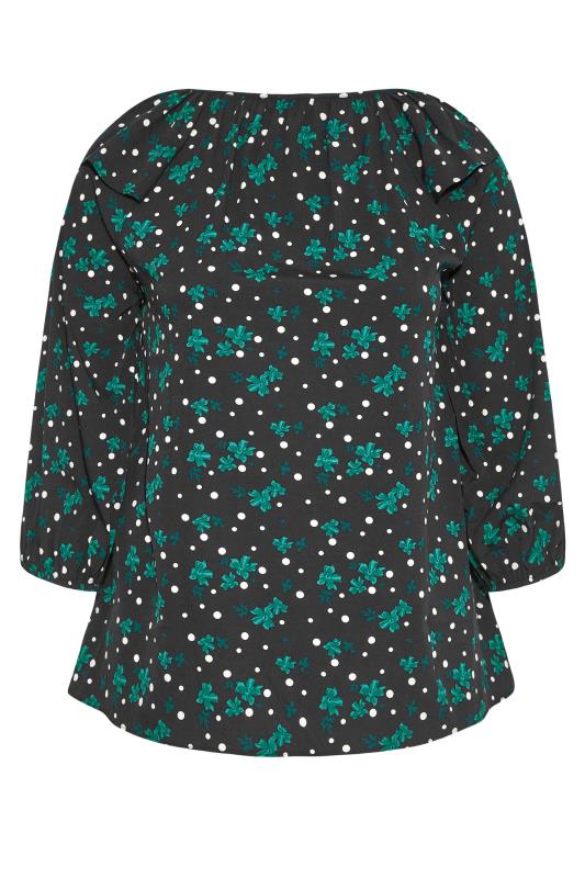 LIMITED COLLECTION Curve Black Floral Spot Puff Sleeve Blouse 8