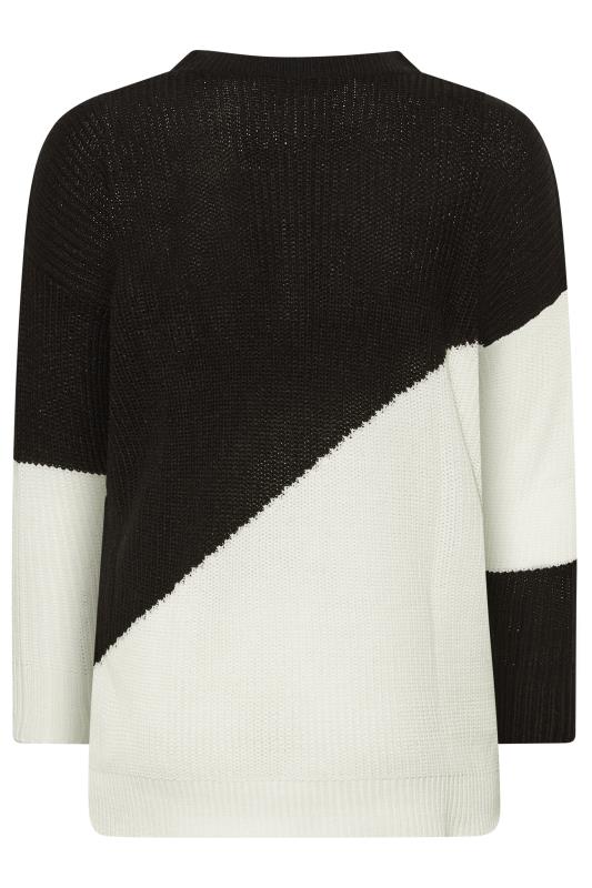 Plus Size Black & White Stripe Knitted Jumper | Yours Clothing 6
