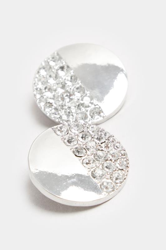 Silver Tone Diamante Disc Earrings | Yours Clothing  3