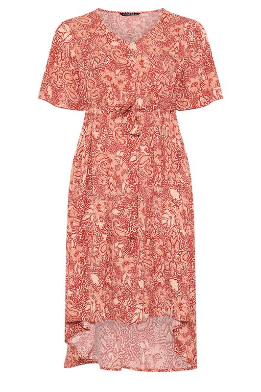 EVANS Plus Size Rust Orange High-Low Midi Dress | Evans 7