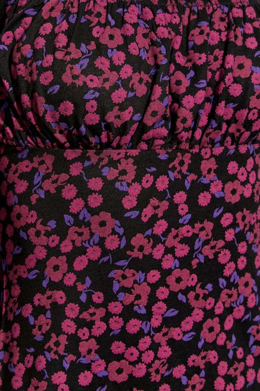 Petite Pink & Black Floral Square Neck Top | PixieGirl 6