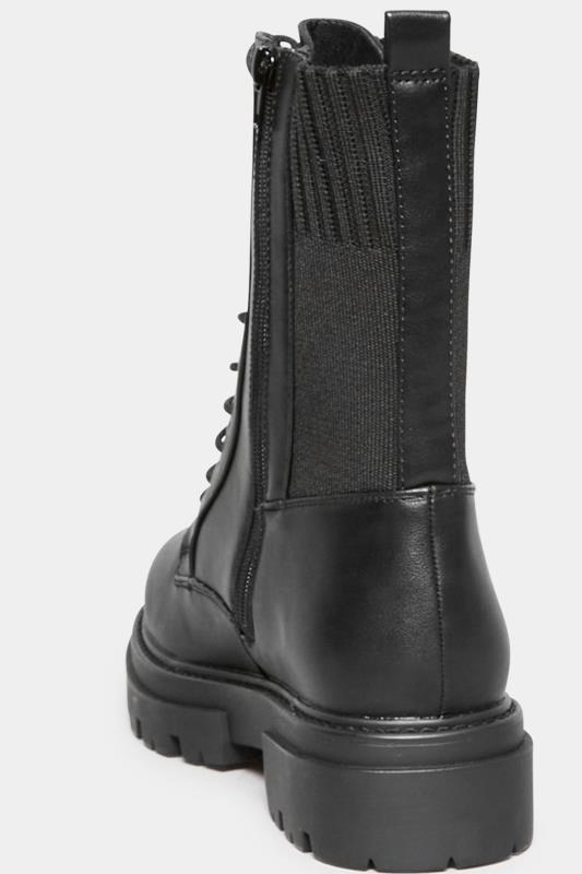 LIMITED COLLECTION Black Sock Lace Up Boots In Wide E Fit & Extra Wide EEE Fit | Yours Clothing 4