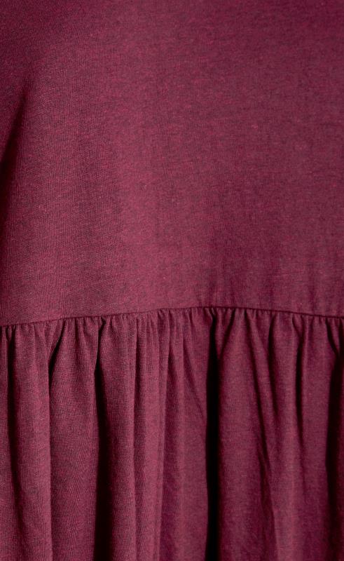 Curve Berry Red Marl Long Sleeve Peplum T-Shirt 4