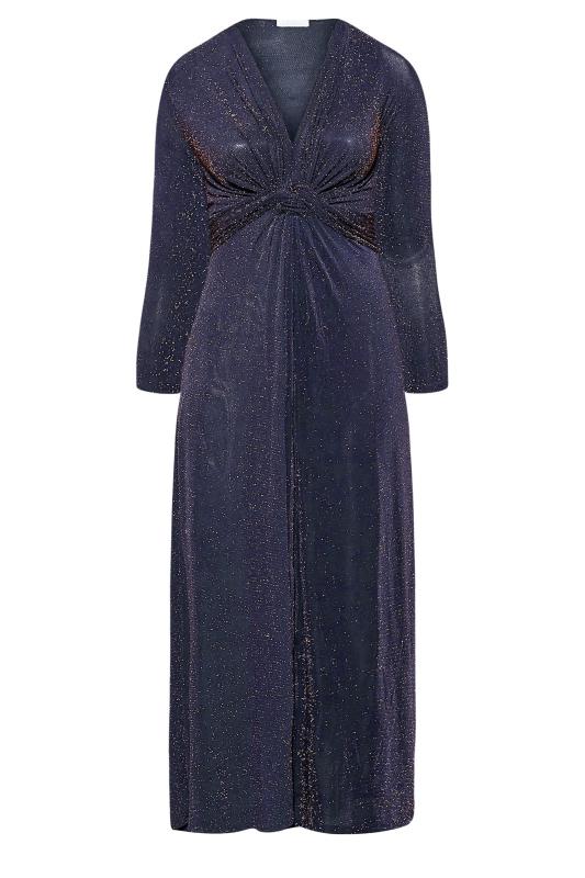YOURS LONDON Plus Size Navy Blue Glitter Maxi Dress | Yours Clothing 6