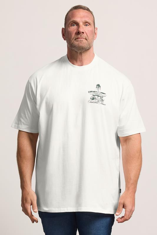  BadRhino Big & Tall T-shirt extra-long blanc à imprimé graphique « The Tuskstone Manor »