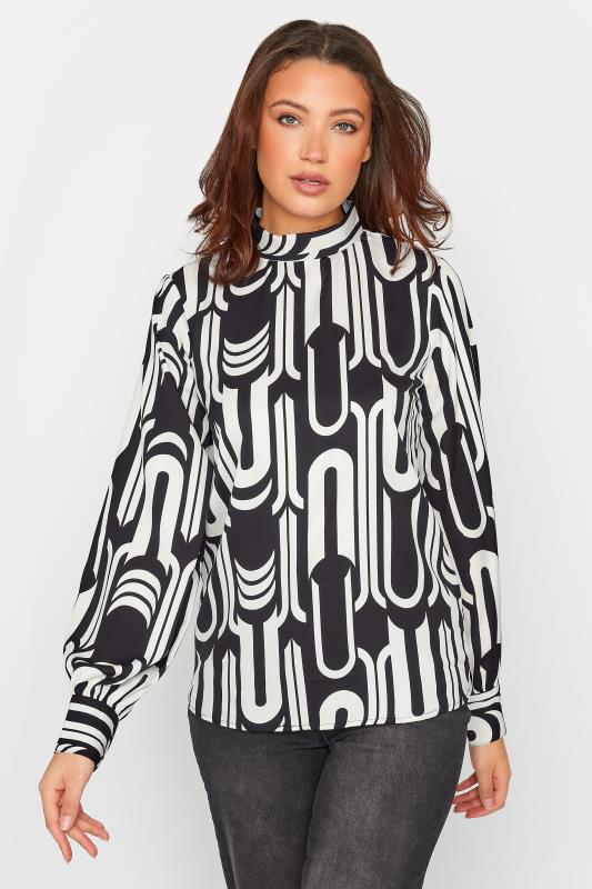 LTS Tall Women's Black & White Abstract Print Blouse | Long Tall Sally 1