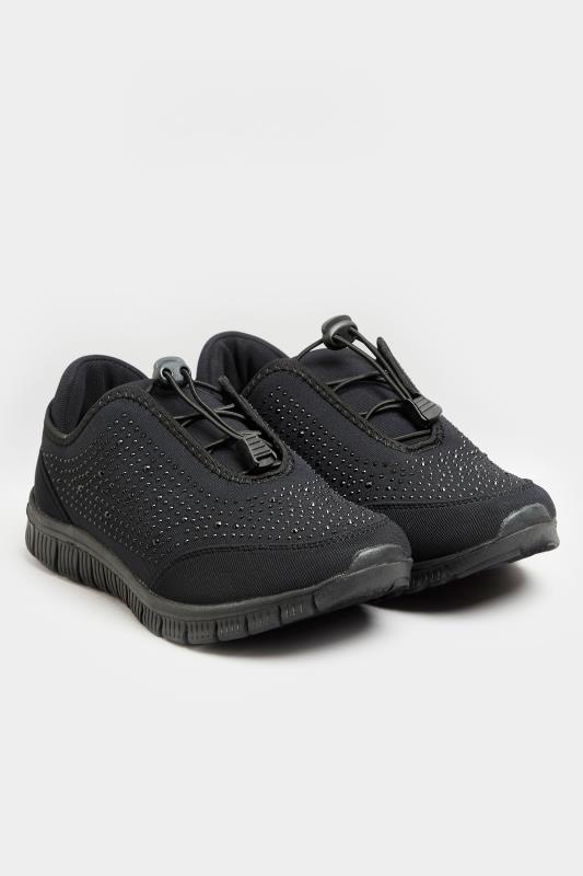 Black Embellished Drawcord Trainers In Extra Wide Fit_A.jpg