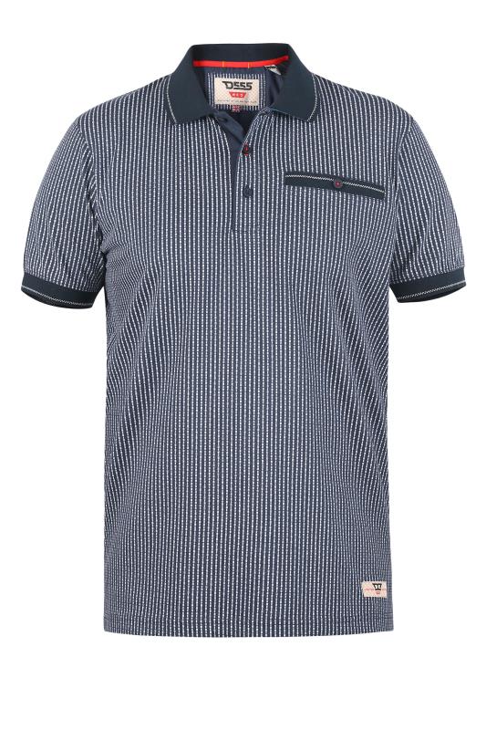 D555 Big & Tall Navy Blue Stripe Printed Polo Shirt 2