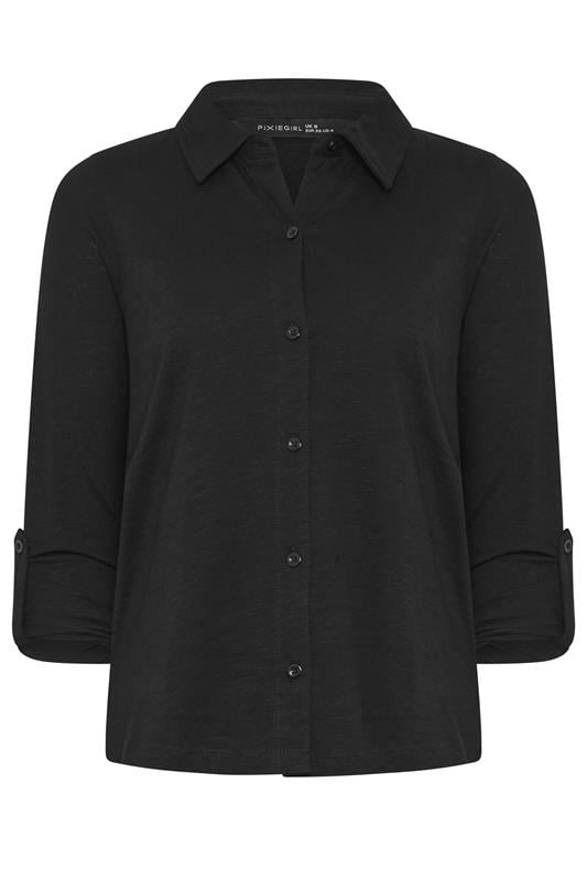 PixieGirl Petite Women's Black Button Cotton Shirt | PixieGirl 1