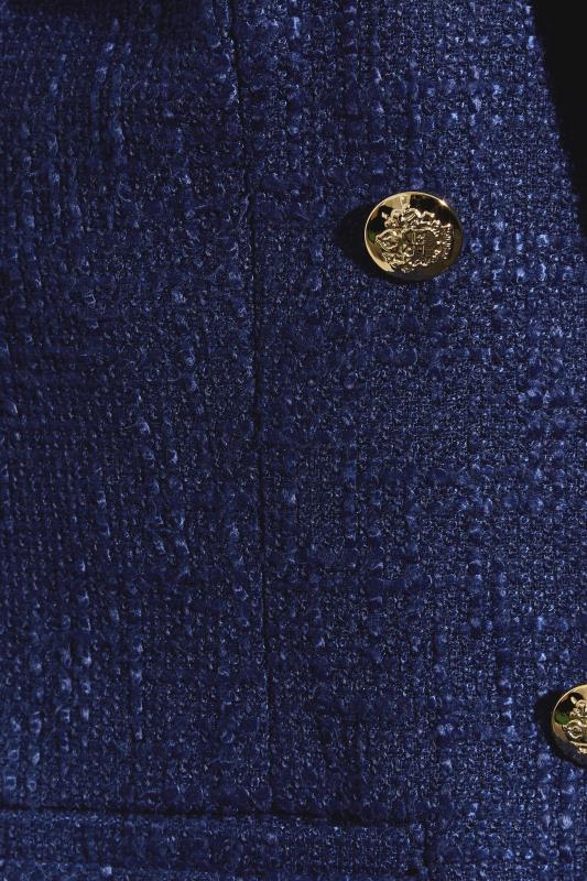 Tall Women's Navy Blue Boucle Button Detail Blazer | Long Tall Sally  6